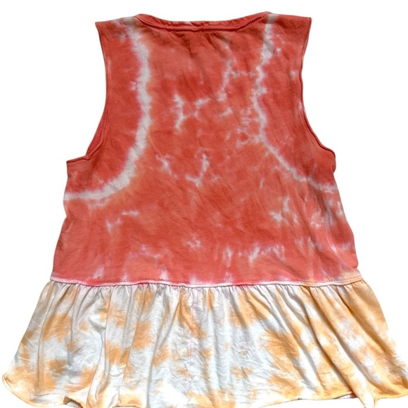 Vanilla Sky Colorful Peach Tie-Dye Sleeveless Fit & Flare Boho Tank Top Womans S - Picture 3 of 7